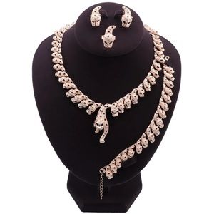 Gold-Plated Crystal Leopard Necklace, Bracelet, Earrings & Ring